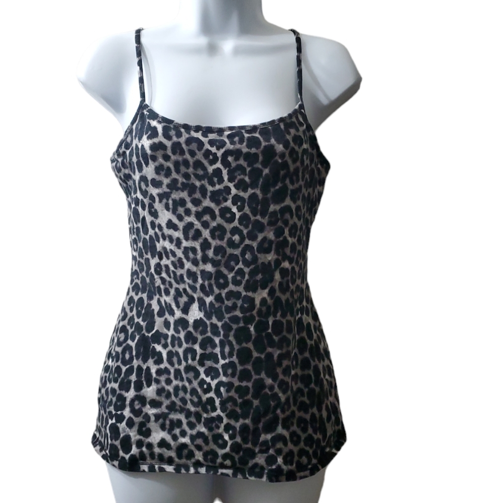 Express sexy stretch Womens Black Leopard Print Spaghetti Strap Camisole Top